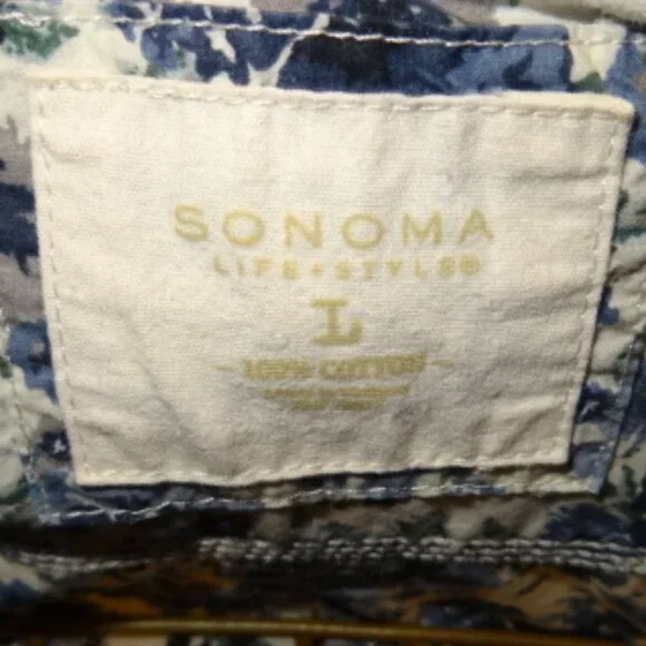 Sonoma Blue Floral Print Long Sleeve Button Down Shirt, Like New - Picture 5 of 6